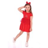 Toontoy Kız Bebek Cup Cake Nakışlı Elbise Kırmızı 3 YAŞ