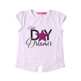 Toontoy Kız Bebek Cute Day Baskılı Tişört Beyaz 6 AY