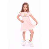 Toontoy Kız Bebek Faire Un Voeu Baskılı Elbise - 2 Yaş - Pudra