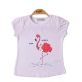 Toontoy Kız Bebek Filamingo Baskılı Tişört Beyaz 6 AY