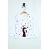 Toontoy Kız Bebek Flamingo Nakışlı Sweatshirt - 9 Ay - Beyaz