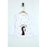 TOONTOY Kız Bebek Flamingo Nakışlı T-Shirt 9 Ay, 9 Ay, 11615-, Beyaz, Kız bebek