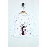 Toontoy Kız Bebek Flamingo Nakışlı T-Shirt Beyaz 9 AY