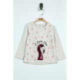 TOONTOY Kız Bebek Flamingo Nakışlı T-Shirt Kahve Melanj 6 Ay, 6 Ay, 11615-, Kahve Melanj, Kız bebek