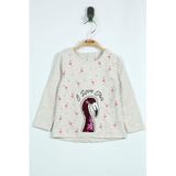 TOONTOY Kız Bebek Flamingo Nakışlı T-Shirt Kahve Melanj 9 Ay, 9 Ay, 11615-, Kahve Melanj, Kız bebek
