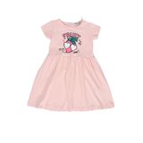 Toontoy Kız Bebek Fruit Yazılı Çilek Baskılı Elbise Pudra 9 AY