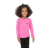 Toontoy Kız Bebek Göğsü Cepli Baskılı Tişört Fuşya 9 AY