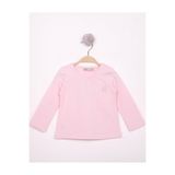 TOONTOY Kız Bebek Göğsü Nakışlı T-Shirt 9 Ay, 9 Ay, 16069-, Pudra, Kız bebek