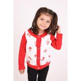 Toontoy Kız Bebek Hırka Çiçek Baskılı Kırmızı 6 AY