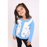Toontoy Kız Bebek Hırka Çiçek Baskılı Mavi 1 YAŞ