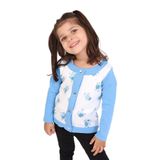Toontoy Kız Bebek Hırka Çiçek Baskılı Mavi 6 AY