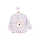TOONTOY Kız Bebek Köpek Nakışlı T-Shirt Gri Melanj, 2 YAŞ, 16078-, Gri Melanj, Kız bebek