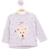 Toontoy Kız Bebek Köpek Nakışlı T-Shirt Gri Melanj 9 AY