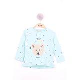 Toontoy Kız Bebek Köpek Nakışlı T-Shirt Mint Yeşili 6 AY