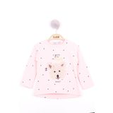 Toontoy Kız Bebek Köpek Nakışlı T-Shirt Pudra 9 AY