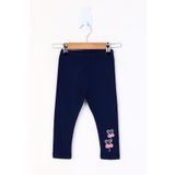 Toontoy Kız Bebek Paçası Nakışlı Tayt Lacivert 9 AY