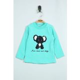 Toontoy Kız Bebek Panda Nakışlı T-Shirt Mint Yeşili 6 AY