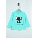 TOONTOY Kız Bebek Panda Nakışlı T-Shirt Mint Yeşili 9 Ay, 9 Ay, 11656-, Mint Yeşili, Kız bebek