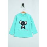 Toontoy Kız Bebek Panda Nakışlı T-Shirt Mint Yeşili 9 AY