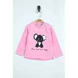Toontoy Kız Bebek Panda Nakışlı T-Shirt Pembe 9 AY