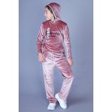 Toontoy Kız Çocuk 2'li Kadife Takım Baskılı Kapüşonlu Sweatshirt & Beli Lastikli Cepli Eşofman Altı - Şerit Detaylı - Pudra - 8