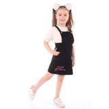 TOONTOY Kız Çocuk 2li Salopetli Takım 6-7 Yaş, 6-7 Yaş, Salopetli Takım, Siyah, Kadın