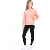 Toontoy Kız Çocuk 2'li Takım Baskılı Bisiklet Yaka Düşük Omuz Cepli Sweatshirt & Basic Düz Tayt - Mercan - 12 - 13 Yaş