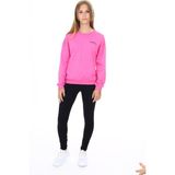 Toontoy Kız Çocuk 2'li Takım Baskılı Bisiklet Yaka Düşük Omuz Cepli Sweatshirt & Basic Düz Tayt - Orkide - 10-11