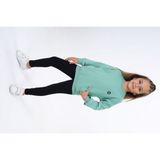 Toontoy Kız Çocuk 2'li Takım Baskılı Bisiklet Yaka Düşük Omuz Cepli Sweatshirt & Basic Düz Tayt - Yeşil - 3