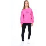Toontoy Kız Çocuk 2'li Takım Baskılı Bisiklet Yaka Düşük Omuz Sweatshirt & Basic Düz Tayt - Orkide - 12 - 13 Yaş