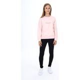 Toontoy Kız Çocuk 2'li Takım Baskılı Bisiklet Yaka Düşük Omuz Sweatshirt & Basic Düz Tayt - Pudra - 13-14