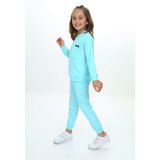 Toontoy Kız Çocuk 2'li Takım Baskılı Bisiklet Yaka Kolu Fırfırlı Sweatshirt & Beli Paçası Lastikli Cepli Jogger Eşofman Altı - 2 Iplik - Su Yeşili - 5