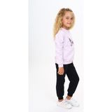 Toontoy Kız Çocuk 2'li Takım Baskılı Bisiklet Yaka Ribanalı Sweatshirt & Beli Paçası Lastikli Jogger Eşofman Altı - TK24212 - Lila - 6