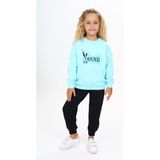 Toontoy Kız Çocuk 2'li Takım Baskılı Bisiklet Yaka Ribanalı Sweatshirt & Beli Paçası Lastikli Jogger Eşofman Altı - TK24212 - Mint Yeşili - 3