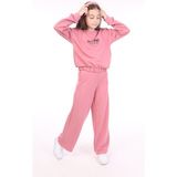 Toontoy Kız Çocuk 2'li Takım Baskılı Bisiklet Yaka Sweatshirt & Beli Lastikli Bol Paça Eşofman Altı - 2 Iplik - Gül Kurusu - 6 – 7 Yaş