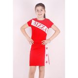 Toontoy Kız Çocuk 2'li Takım Baskılı Bisiklet Yaka T-Shirt & Basic Kalem Etek - Kırmızı - 12