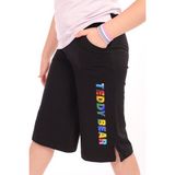 Toontoy Kız Çocuk 2'li Takım Baskılı Bisiklet Yaka T-Shirt & Beli Lastikli Cepli Kapri Şort - Yırtmaç Detaylı - Açık Lila - 4