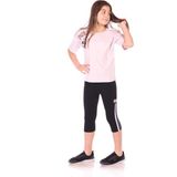 Toontoy Kız Çocuk 2'li Takım Baskılı Bisiklet Yaka T-Shirt & Beli Lastikli Crop Tayt - Açık Lila - 8 - 9 Yaş