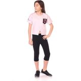 Toontoy Kız Çocuk 2'li Takım Baskılı Bisiklet Yaka T-Shirt & Beli Lastikli Crop Tayt - Yırtmaç Detaylı - Açık Lila - 8 - 9 Yaş