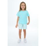 Toontoy Kız Çocuk 2'li Takım Baskılı Bisiklet Yaka T-Shirt & Beli Lastikli Şort - Mint Yeşili - 6