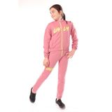 Toontoy Kız Çocuk 2'li Takım Baskılı Dik Yaka Fermuarlı Sweatshirt & Beli Paçası Lastikli Jogger Eşofman Altı - 2 Iplik - Gül Kurusu - 8