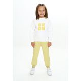 Toontoy Kız Çocuk 2'li Takım Baskılı Dik Yaka Sweatshirt & Beli Paçası Lastikli Jogger Eşofman Altı - Renk Bloklu & 3 Iplik Şardonlu - Açık Yeşil - 5