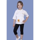 Toontoy Kız Çocuk 2'li Takım Baskılı Kapüşonlu Cepli Kısa Kollu Yırtmaçlı Sweatshirt & Basic Düz Crop Tayt - Ekru - 6