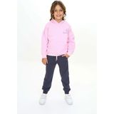 Toontoy Kız Çocuk 2'li Takım Baskılı Kapüşonlu Cepli Sweatshirt & Beli Paçası Lastikli Cepli Jogger Eşofman Altı - Renk Bloklu & TK24575 - Açık Pembe - 3