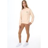 Toontoy Kız Çocuk 2'li Takım Baskılı Kapüşonlu Düşük Omuz Sweatshirt & Basic Düz Tayt - Bej - 6 – 7 Yaş