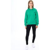 Toontoy Kız Çocuk 2'li Takım Baskılı Kapüşonlu Düşük Omuz Sweatshirt & Basic Düz Tayt - Çimen Yeşili - 10-11