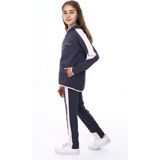 Toontoy Kız Çocuk 2'li Takım Baskılı Kapüşonlu Fermuarlı Cepli Sweatshirt & Beli Paçası Lastikli Jogger Eşofman Altı - Bant Detaylı & 2 Iplik - Füme - 8 - 9 Yaş
