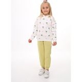 Toontoy Kız Çocuk 2'li Takım Baskılı Kapüşonlu Sweatshirt & Beli Paçası Lastikli Jogger Eşofman Altı - Renk Bloklu & 3 Iplik Şardonlu - Açık Yeşil - 4