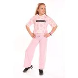 Toontoy Kız Çocuk 2'Li Takım Baskılı Kısa Kollu Kapüşonlu Sweatshirt & Beli Lastikli Yanı Bantlı Bol Paça Eşofman Altı - 30/1 Penye