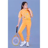 Toontoy Kız Çocuk 2'Li Takım Baskılı Kısa Kollu Kapüşonlu Sweatshirt & Beli Paçası Lastikli Cepli Jogger Eşofman Altı - Tk11242